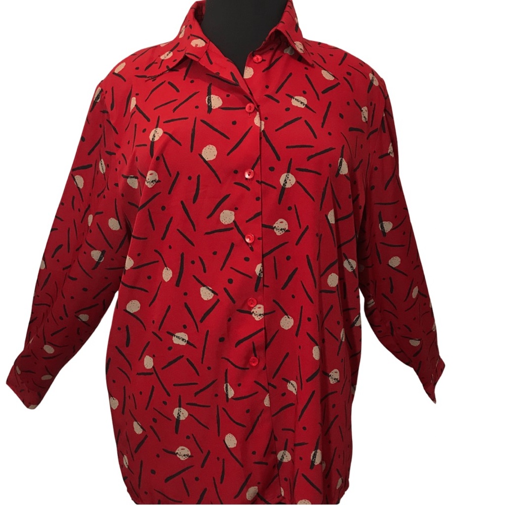 Women’s vintage Liz Baker red blouse size 22 W